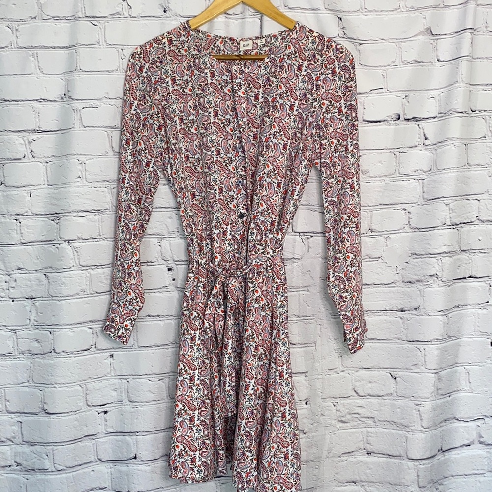 Gap button down paisley shirt dress size XS